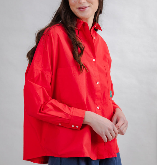 Chemise rouge boxy oversize