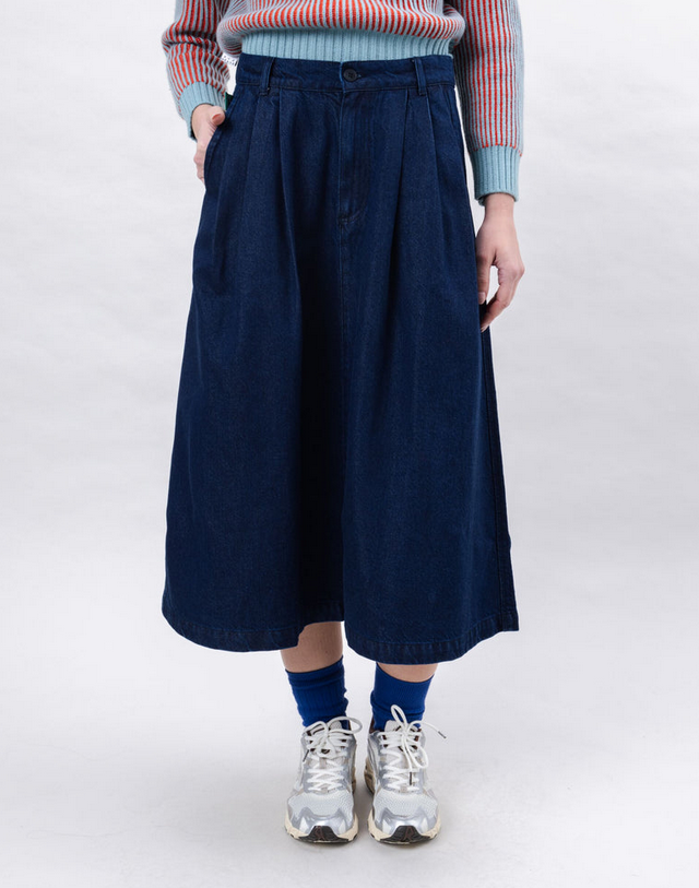 Jupe midi en denim coton et Tencel