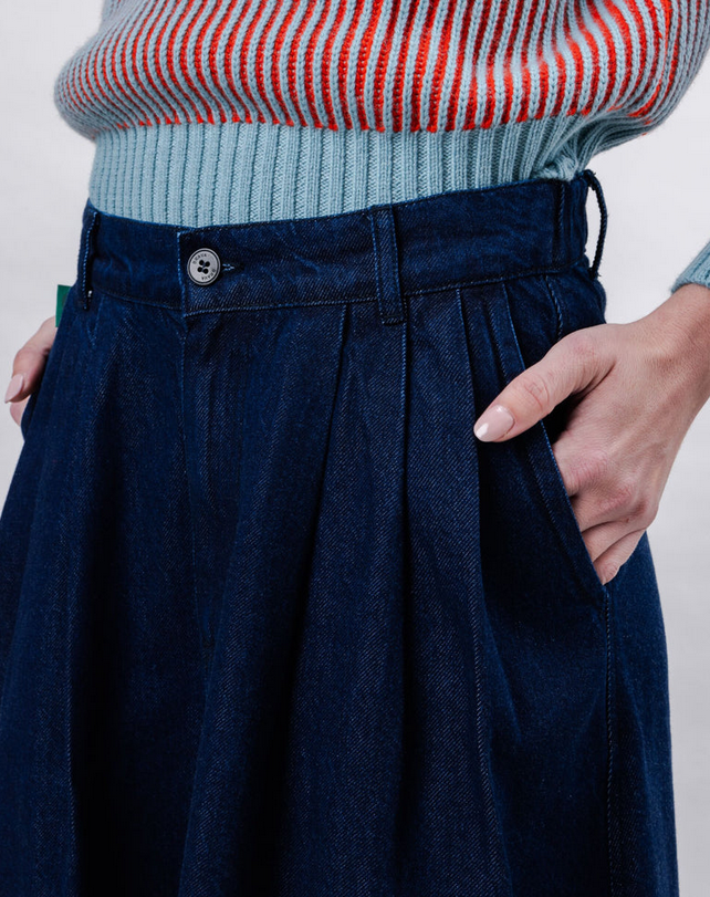 Jupe midi en denim coton et Tencel