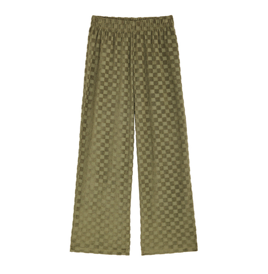Pantalon damier éponge coton bio / Noir ou Olive