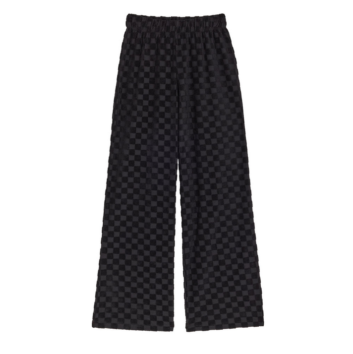 Pantalon damier éponge coton bio / Noir ou Olive