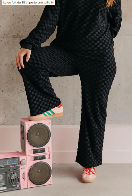 Pantalon damier éponge coton bio / Noir ou Olive