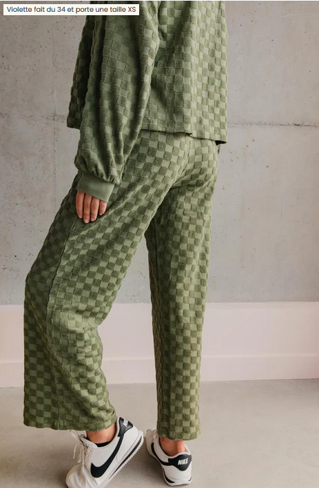 Pantalon damier éponge coton bio / Noir ou Olive