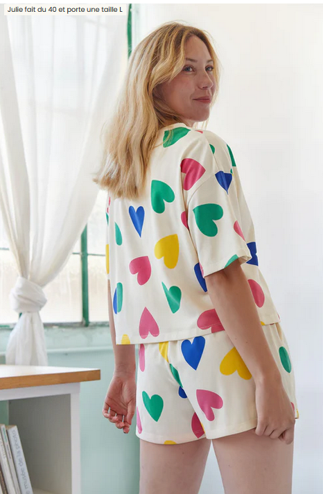 Pyjama short tshirt Big love coton bio
