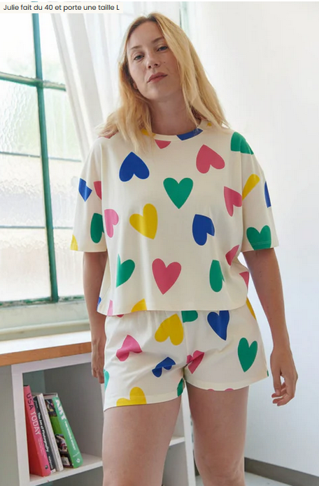 Pyjama short tshirt Big love coton bio