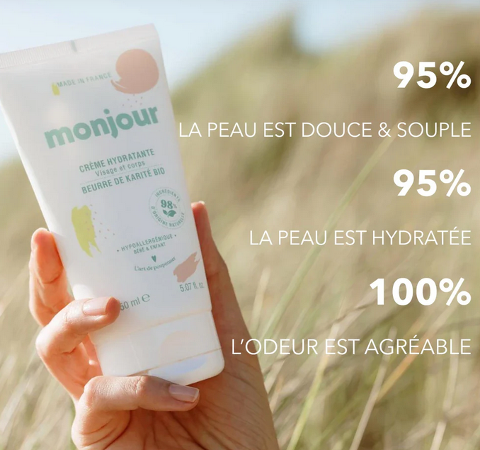 Crème hydratante visage et corps Monjour - famille - dès la naissance