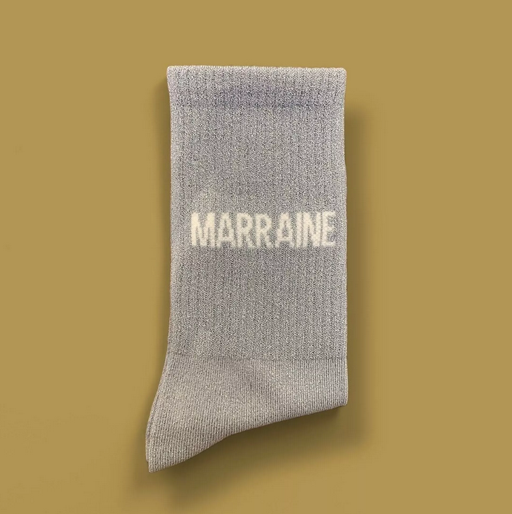 Chaussettes paillettes message Marraine