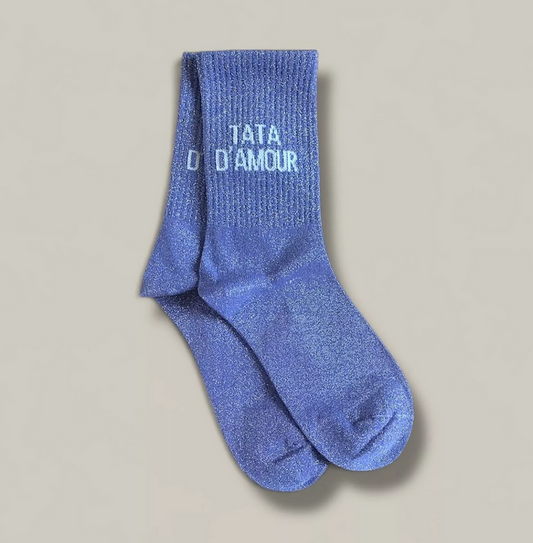 Chaussettes paillettes message Tata d'amour
