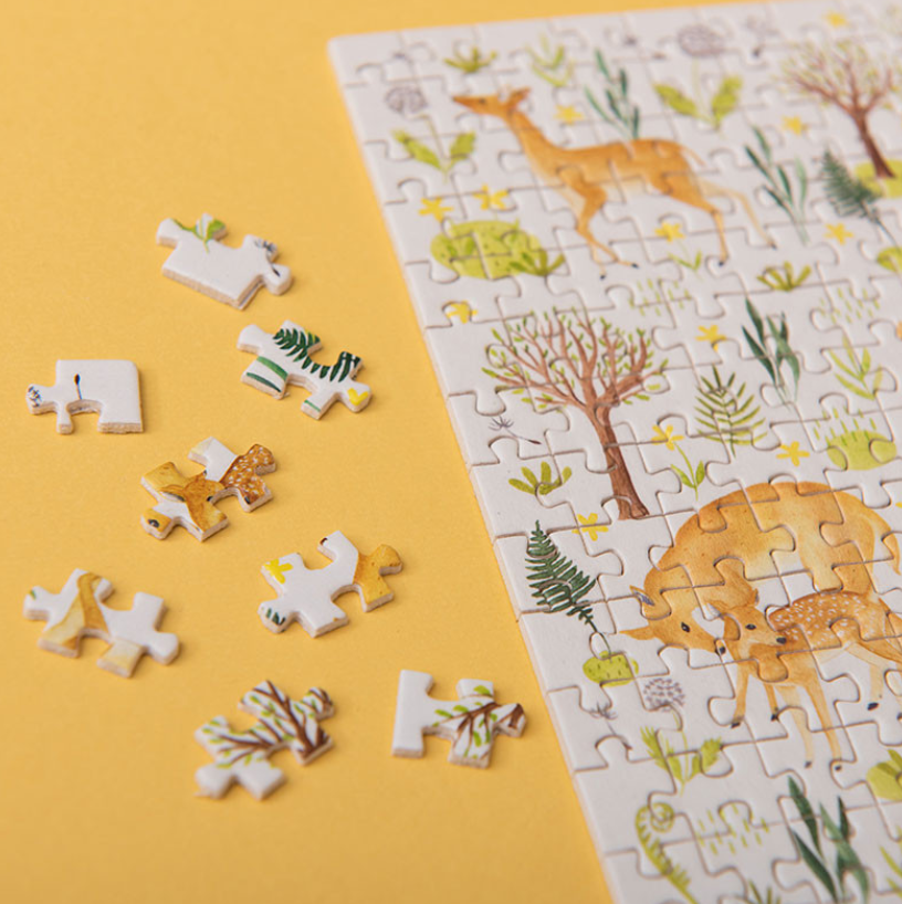 Micro puzzle Biche et faon 150 pièces format A6