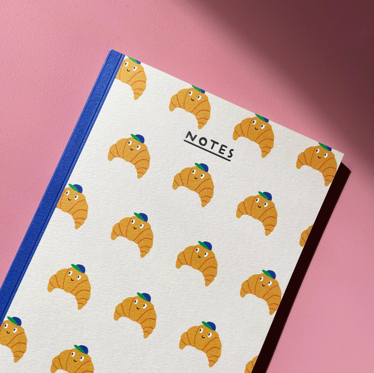 Carnet Croissant à casquette A5 - pages blanches
