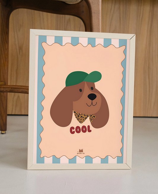 affiche 30x40cm Le chien à casquette