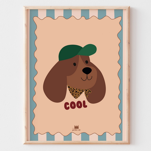 affiche 30x40cm Le chien à casquette