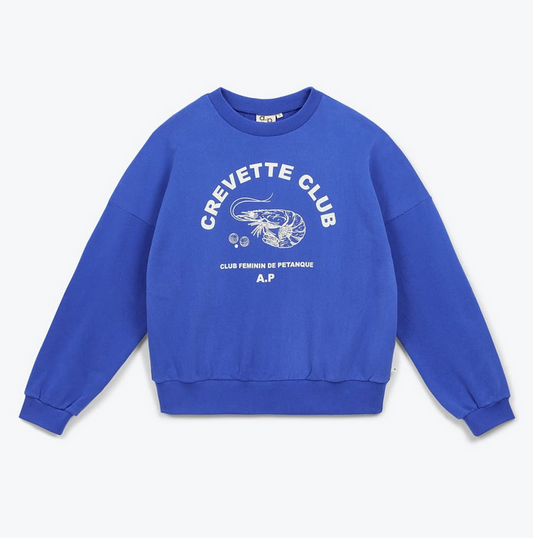 sweat Crevette Club bleu cobalt