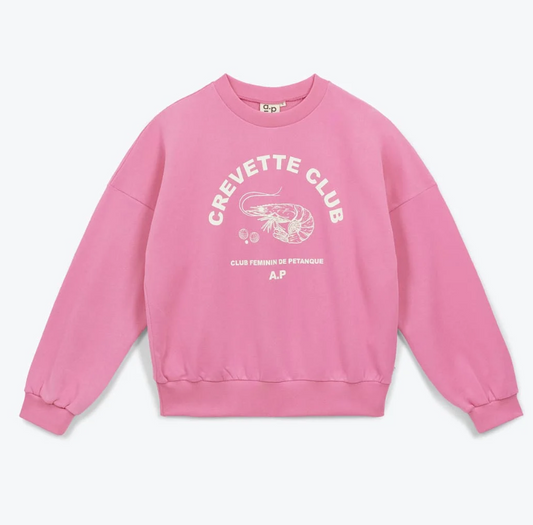 sweat Crevette Club rose bonbon