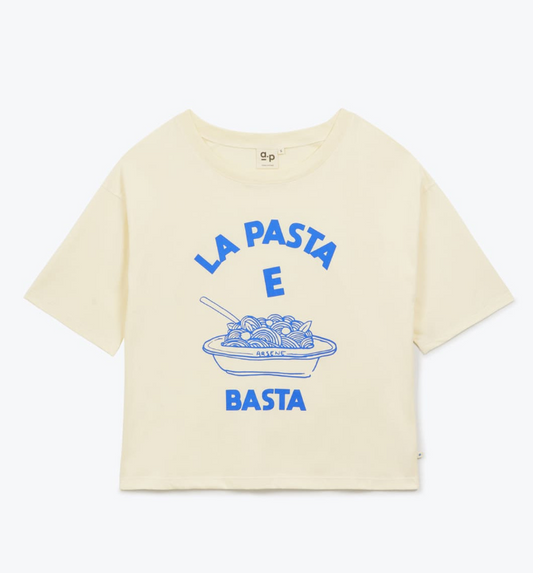 T-shirt Pasta E Basta écru bleu