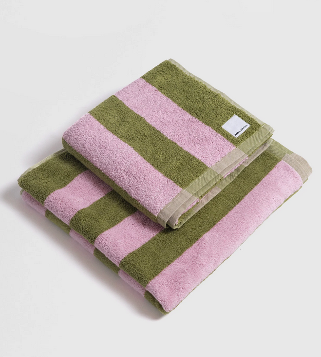 serviette éponge 3 formats multiusage / rose vert