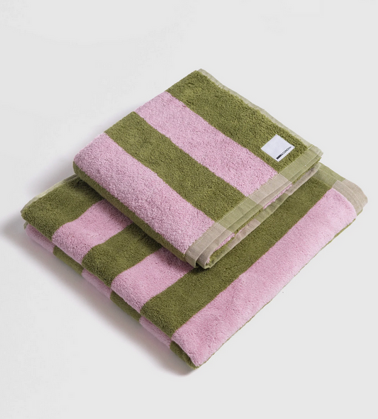 serviette éponge 3 formats multiusage / rose vert