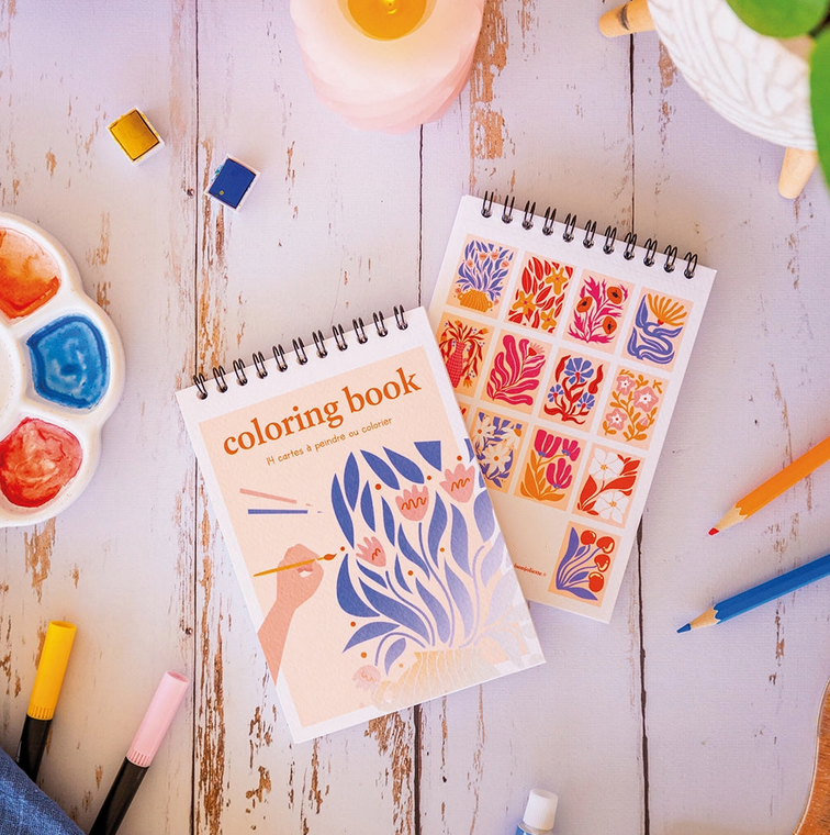 Carnet de coloriage A6 - 14 illustrations - Floral
