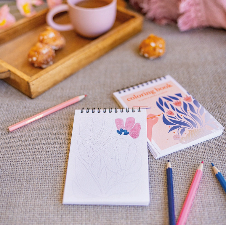 Carnet de coloriage A6 - 14 illustrations - Floral