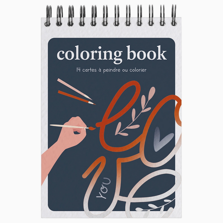 Carnet de coloriage A6 - 14 illustrations - Love