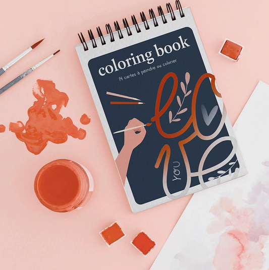 Carnet de coloriage A6 - 14 illustrations - Love