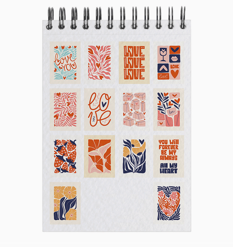 Carnet de coloriage A6 - 14 illustrations - Love