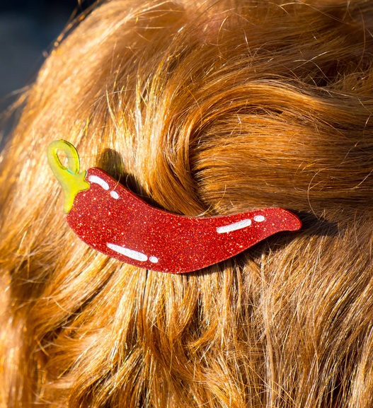 Pince clip cheveux piment rouge