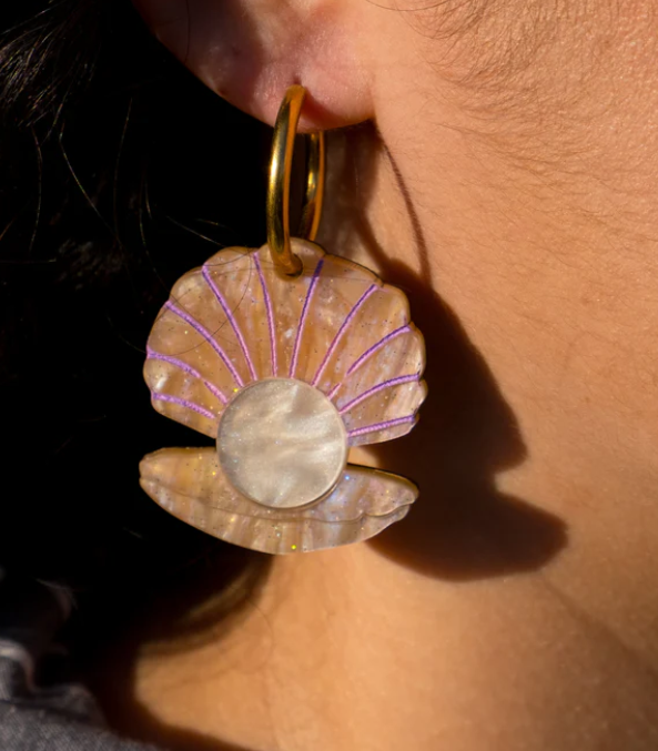 Boucles d'oreilles créoles perle et coquillage