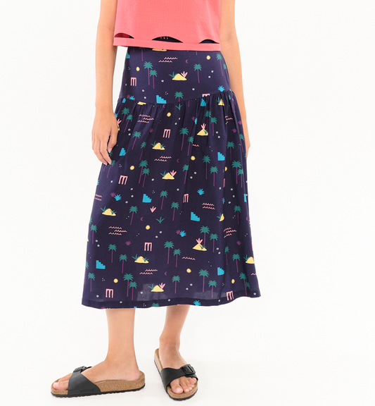 Jupe midi Palm Springs navy