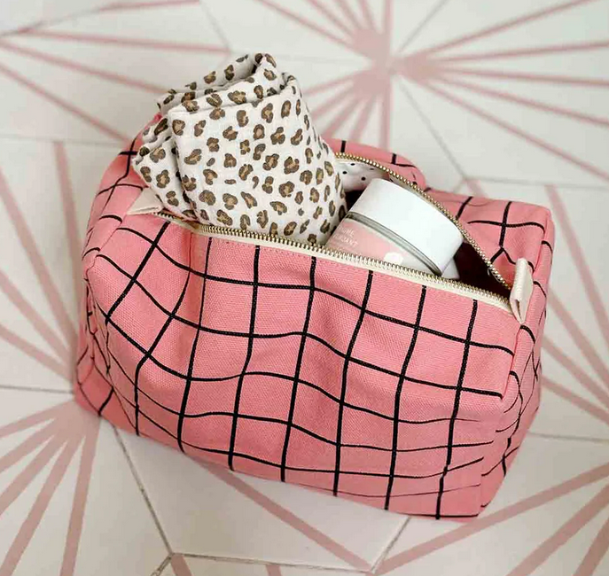 Big Trousse de toilette grid rose