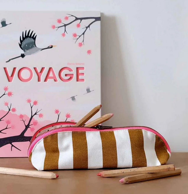 trousse à crayons Gaston caramel rose