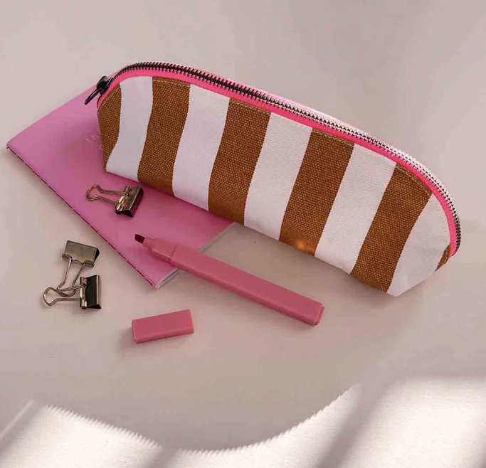 trousse à crayons Gaston caramel rose