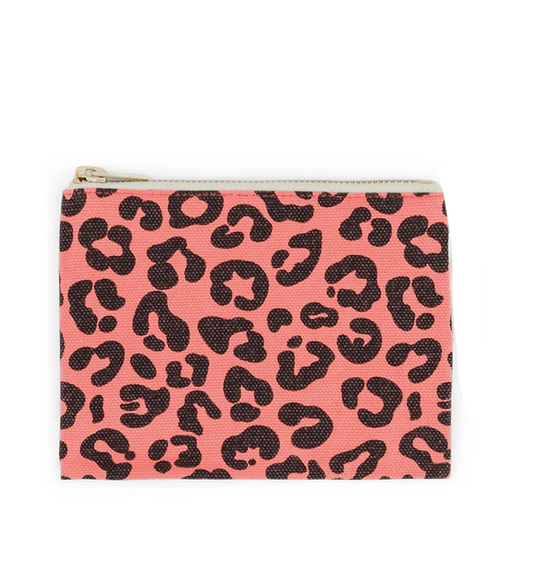 trousse porte-monnaie Marie léopard corail
