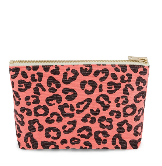 trousse pochette Sofia léopard corail