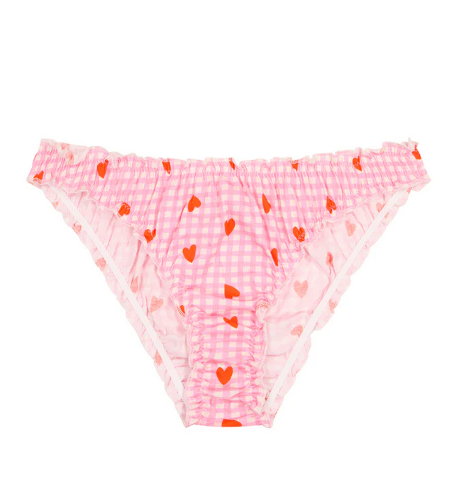 Bloomer culotte Vichy coeurs rose coton bio