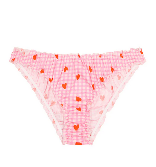 Bloomer culotte Vichy coeurs rose coton bio