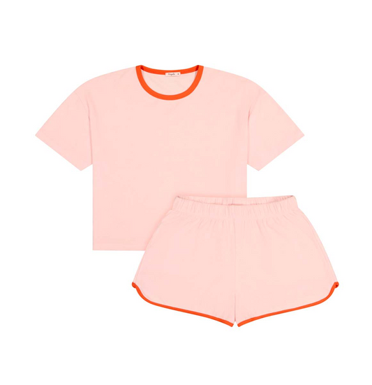Ensemble chill / pyjama éponge coton bio rose rouge