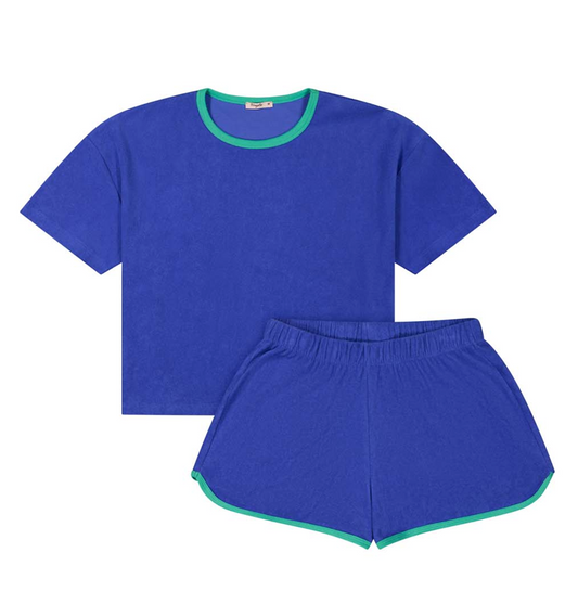 Ensemble chill / pyjama éponge coton bio bleu menthe