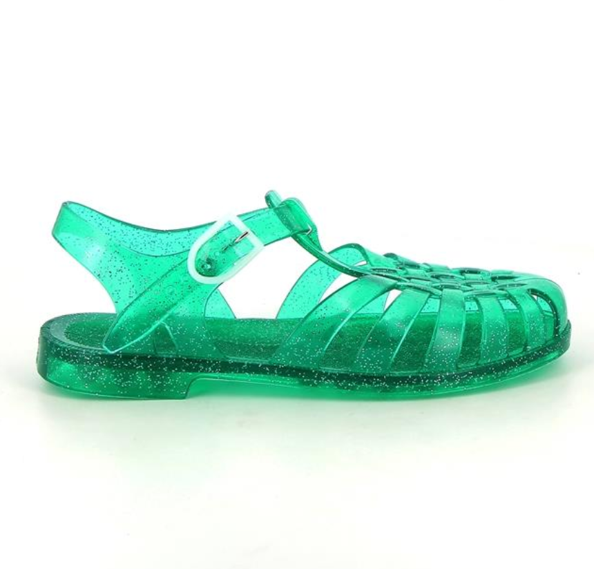 Sandale méduse vert menthe paillette