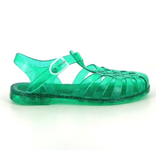 Sandale méduse vert menthe paillette