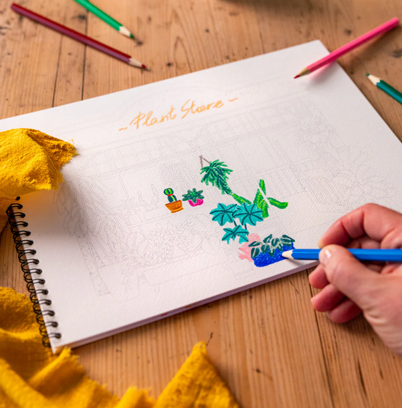 Carnet de coloriage A4 - 8 illustrations - boutiques