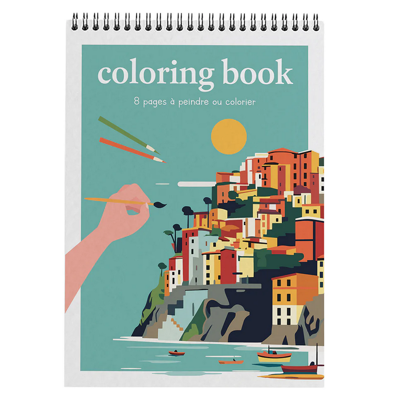 Carnet de coloriage A4 - 8 illustrations - Voyages