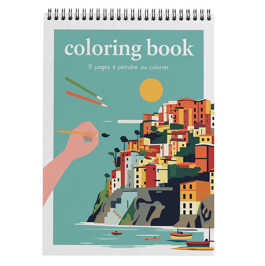 Carnet de coloriage A4 - 8 illustrations - Voyages