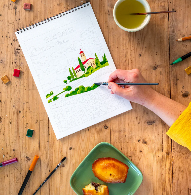 Carnet de coloriage A4 - 8 illustrations - Voyages