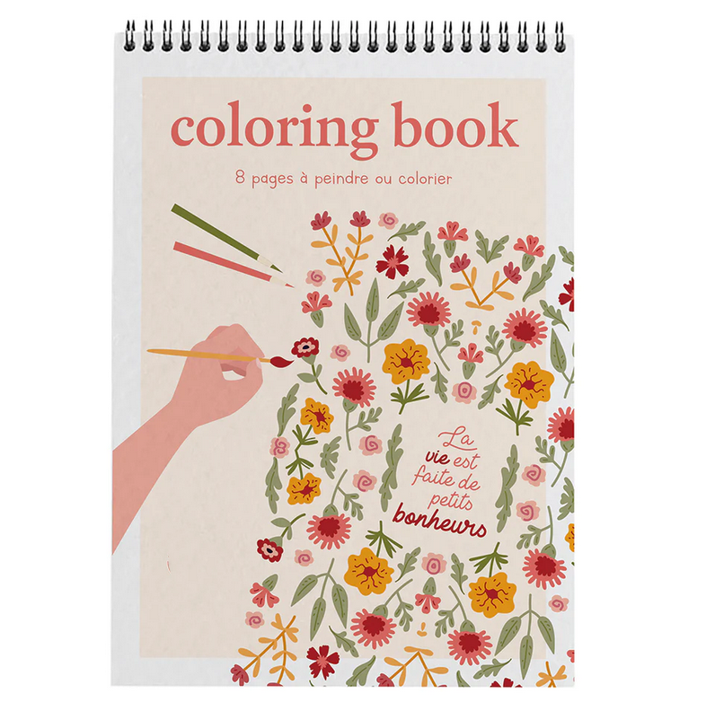 Carnet de coloriage A4 - 8 illustrations - petits bonheurs