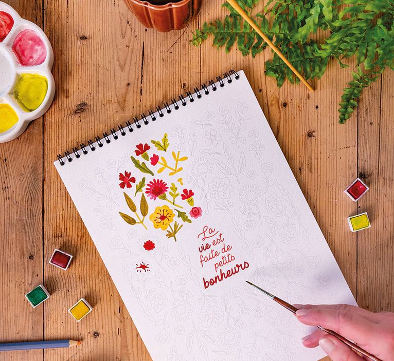 Carnet de coloriage A4 - 8 illustrations - petits bonheurs