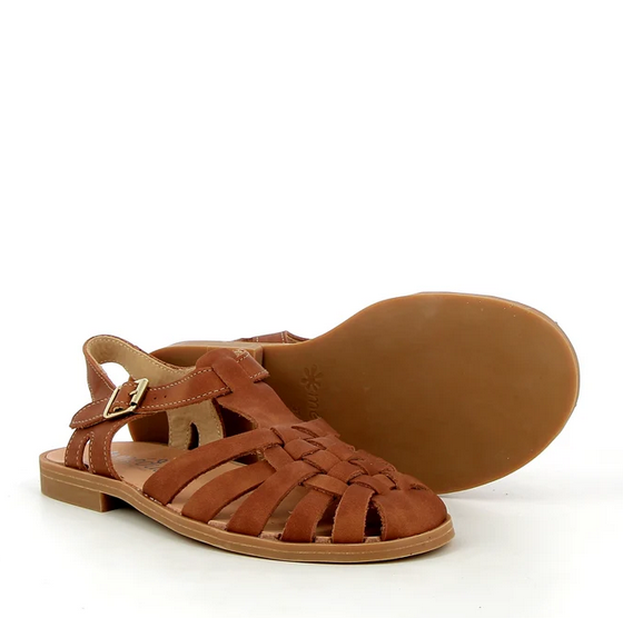 La sandale méduse cuir cognac