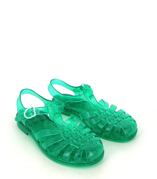 Sandale méduse vert menthe paillette