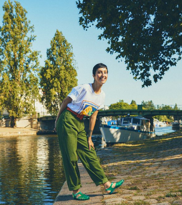 Sandale méduse vert menthe paillette