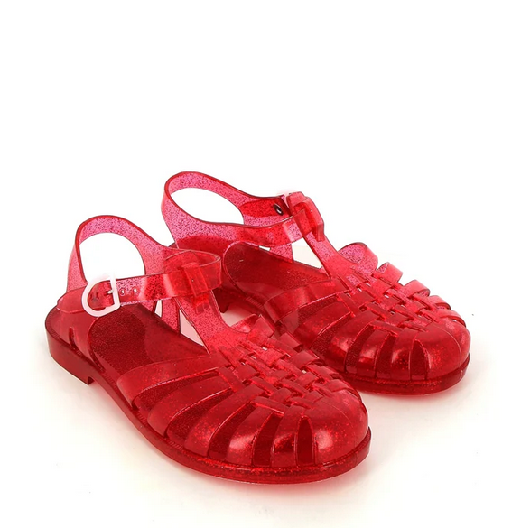 Sandale méduse rouge cerise paillette